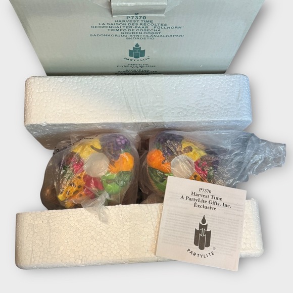 Partylite Fall Harvest Ceramic Cornucopia Taper Candle Holders Thanksgiving - Picture 10 of 11